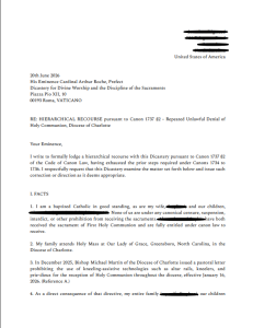 Published in full: Cardinal Roche receives recourse from Charlotte father after family says Communion was denied at altar rail