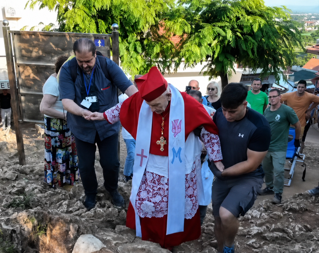 Cardinal Ernest Simoni climbs Medjugorje’s Apparition Hill on eve of 44th anniversary